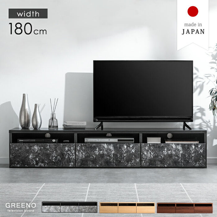 ［幅180cm］テレビ台 日本製 収納 完成品 ロータイプ モルタル調 テレビラック 木製【超大型商品】〔51300002〕