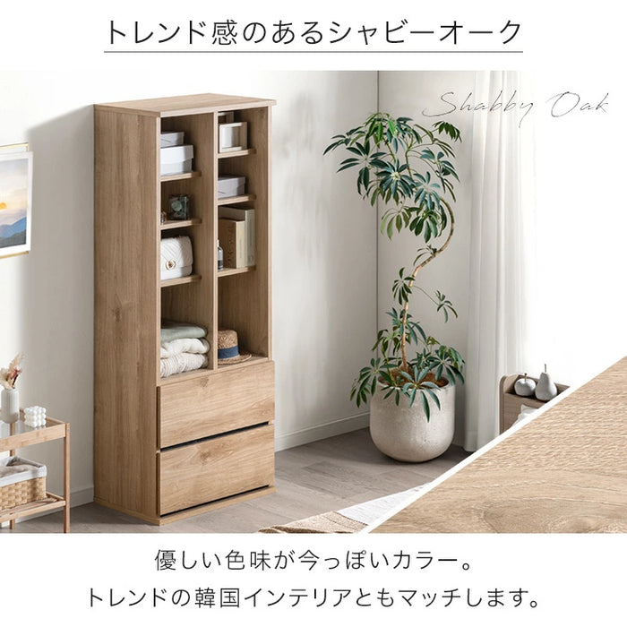 ［幅60］ シェルフ 引き出し付き 国産 完成品 収納 本棚【超大型商品】〔51300175〕