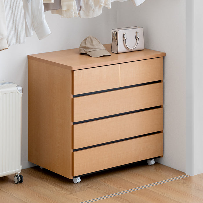 ［4段 幅80cm］押入れ収納 キャスター付き チェスト 国産 完成品 大容量 衣類収納 木製〔51310031〕