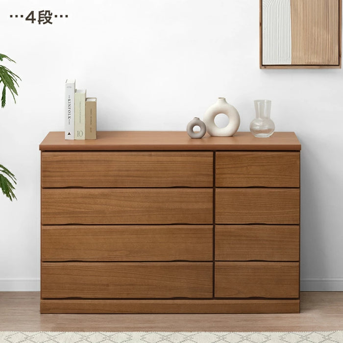 ［幅120・4段］国産 桐 タンス 完成品 チェスト 木製 大容量 大川家具 ローチェスト 衣類収納【超大型商品】〔5131003301〕