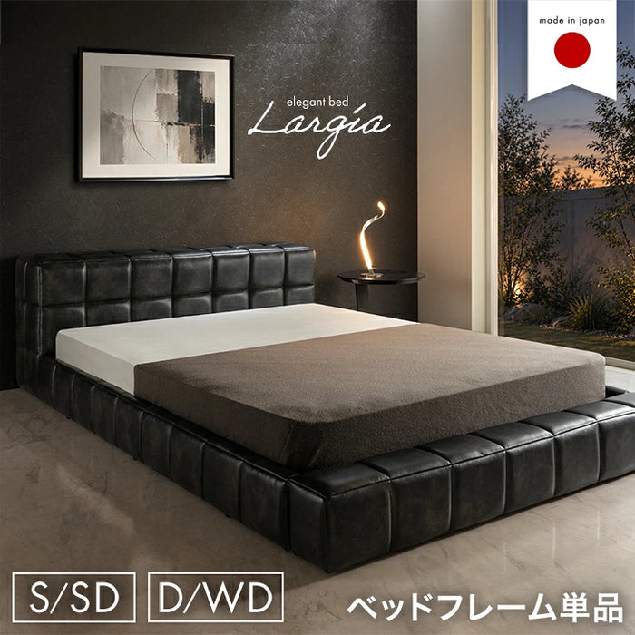 【新発売記念プライス】［シングル/セミダブル］ベッドフレーム レザー調 日本製 ローベッド 国産 おしゃれ 宮付き〔51900018〕