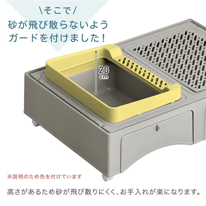 トイレ付き キャットケージ 3段 引き出し 収納 スコップ キャスター トイレ一体型 ケージ 猫ケージ 〔52800019〕
