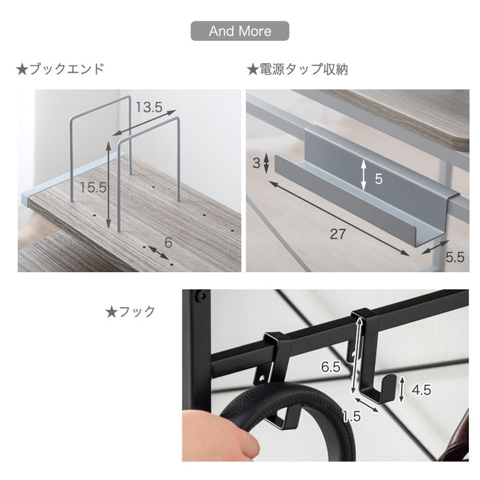 幅120㎝ L字パソコンデスク 棚付き オフィス ディスプレイラック 収納〔56800032〕