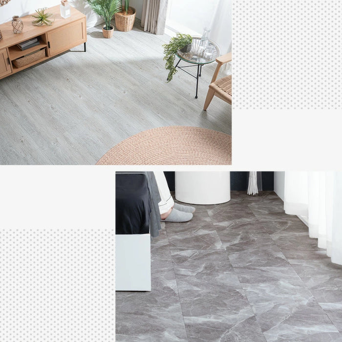 ［6畳］置くだけ簡単！フロアタイル 44枚入り 木目調 大理石調 低ホル 接着剤不要 置くだけ 床タイル ウッドカーペット フローリングタイル クッションフロア フロアシート〔57300019〕