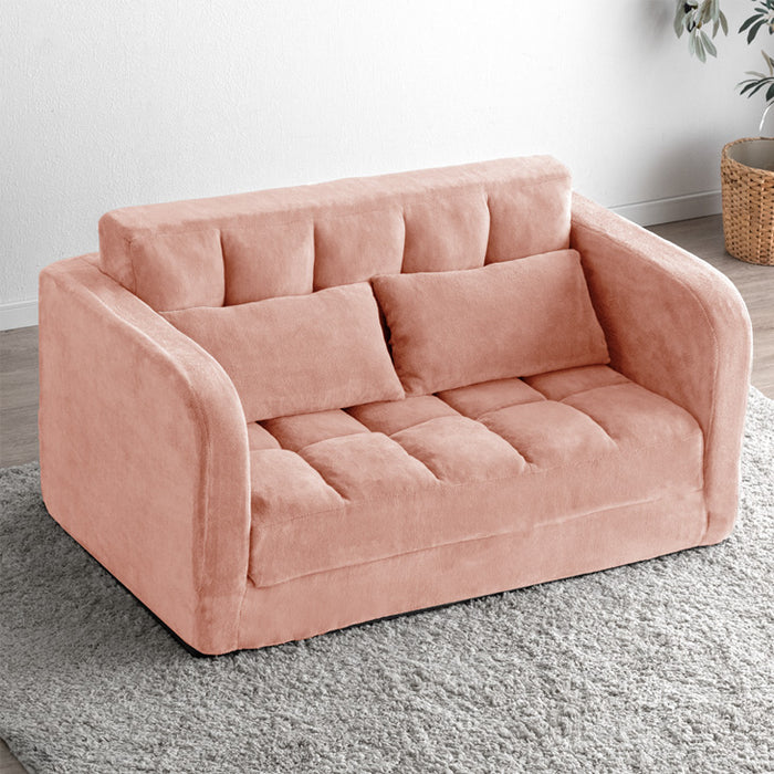 3WAY ソファベッド 2人掛け 肘付き コンパクト 折りたたみ フロアソファ ローソファ〔15210071〕