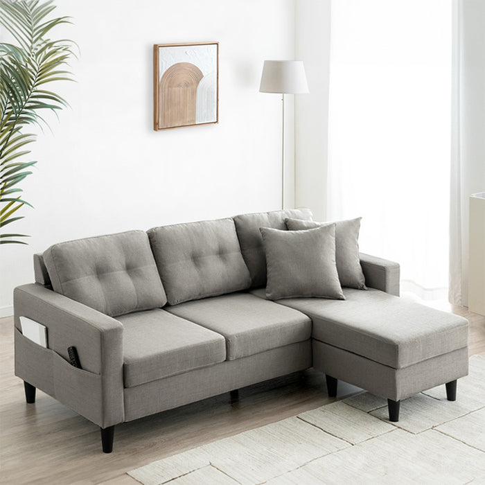 【新発売記念プライス】左右変換OK  カウチソファ 3人掛け お掃除ロボ対応 ポケットコイル 【超大型商品】〔23570263〕