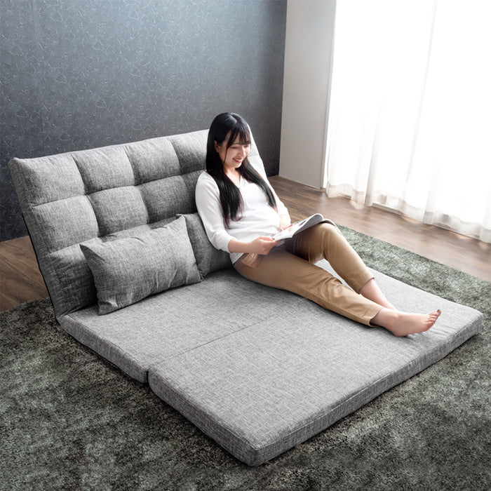 2人掛け 幅130cm 3way ソファベッド 14段階リクライニング ハイバック