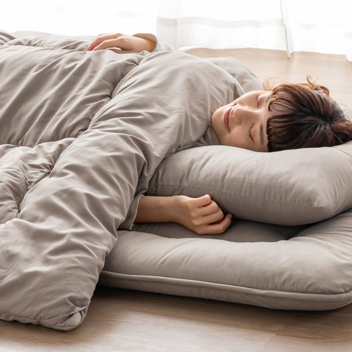 ≪累計90万セット突破≫ [シングル] 布団4点セット 固綿入り 増量1.5kg 洗える 抗菌 防臭 防カビ 〔61140237〕