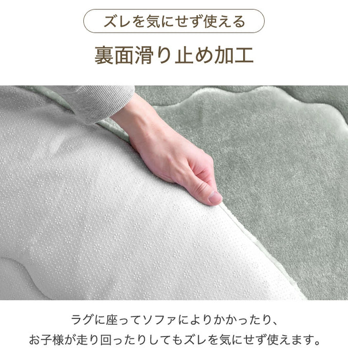 ［140cm］超極厚60mm とろりんラグ 円形 極細マイクロファイバー ホットカーペット対応 ラグマット 高反発 フランネルラグ 絨毯 防音 抗菌〔61100126〕