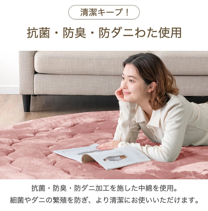 ［140cm］超極厚60mm とろりんラグ 円形 極細マイクロファイバー ホットカーペット対応 ラグマット 高反発 フランネルラグ 絨毯 防音 抗菌〔61100126〕