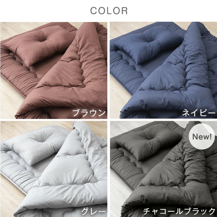 [ダブル]  布団5点セット 高密度固綿入り 防臭 防カビ 底つき感軽減 ほこりが出にくい〔61140239〕