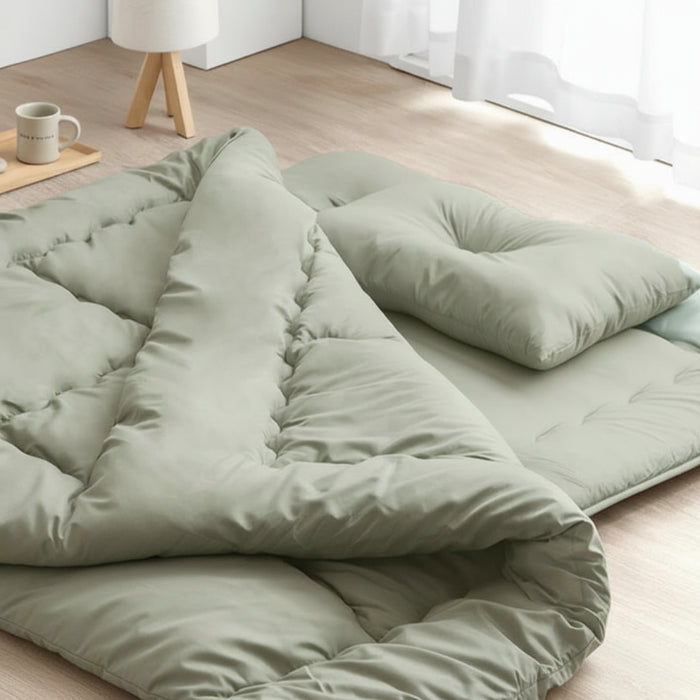 ≪累計90万セット突破≫ [シングル] 布団4点セット 固綿入り 増量1.5kg 洗える 抗菌 防臭 防カビ 〔61140237〕