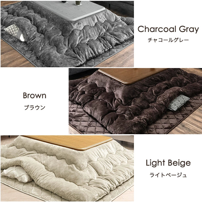 【対応こたつサイズ：幅105-120×奥行75-90cm】 掛布団 敷布団 2点セット ピーチスキン生地 洗える 長方形〔61140264〕