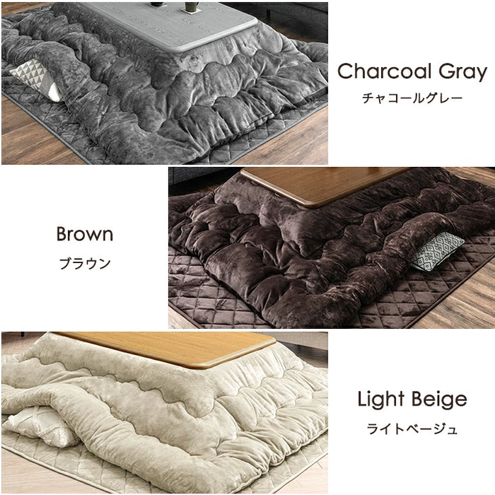 【対応こたつサイズ：幅105-120×奥行75-90cm】 掛布団 敷布団 2点セット ピーチスキン生地 洗える 長方形〔61140264〕