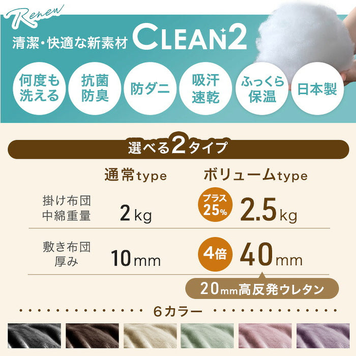 【対応こたつサイズ：幅105-120×奥行75-90cm】とろりん こたつ布団 ボリュームタイプ 掛敷2点セット 何度も洗える 防臭 大判 掛け布団 敷布団〔91300168〕
