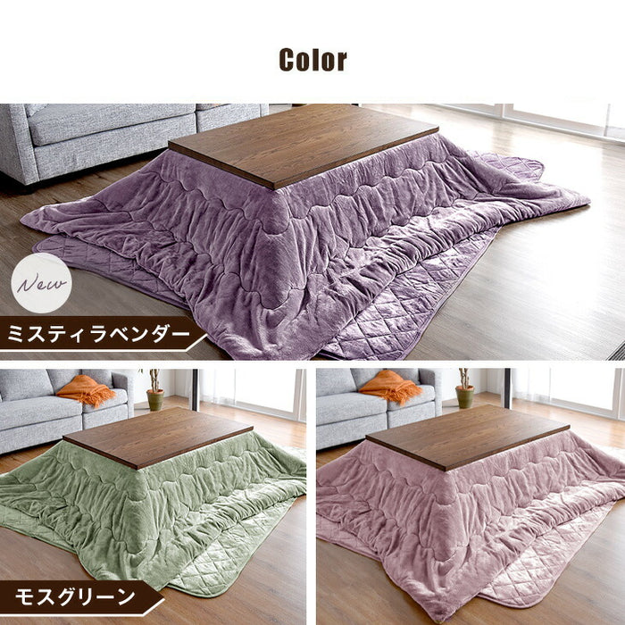 [3点セット] 120×80cmこたつテーブル＋とろりん掛け布団・敷布団 手元コントローラー ハロゲンヒーター 1年保証 〔49600073〕