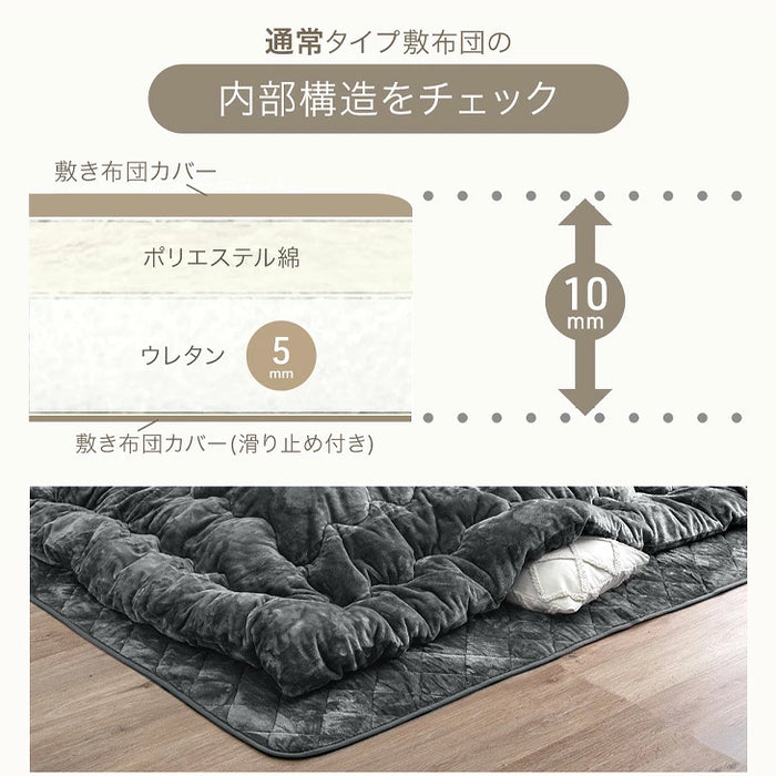 【対応こたつサイズ：幅105-120×奥行75-90cm】とろりん こたつ布団 通常タイプ 掛敷2点セット 何度も洗える 防臭 大判 掛け布団 敷布団〔61140514〕