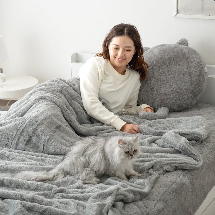 【アウトレット キャンセル戻り品】[セミダブル] もはや、ねこ。カバーになる 毛布 洗える 二枚合わせ 掛け布団〔8010022202out・out2777〕