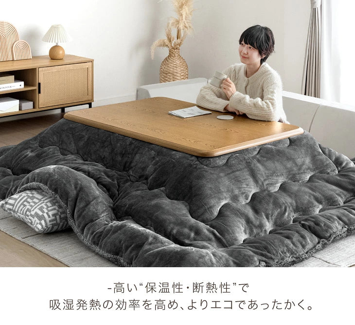 ［2点セット］こたつ 120×80 布団付き 傷に強いUV天板 長方形 石英管ヒーター おしゃれ 木目 炬燵 北欧〔21800040〕