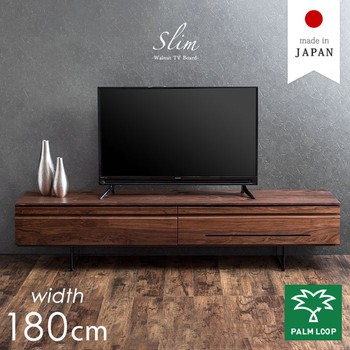 幅180] ウォールナット無垢材 国産 完成品 テレビ台 【超大型