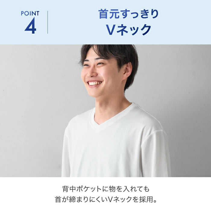 《新開発》もはや、エアコン。(R) ファン付き さらひやシャツ メッシュ 冷感 Vネック ファン付きウェア〔63900092〕