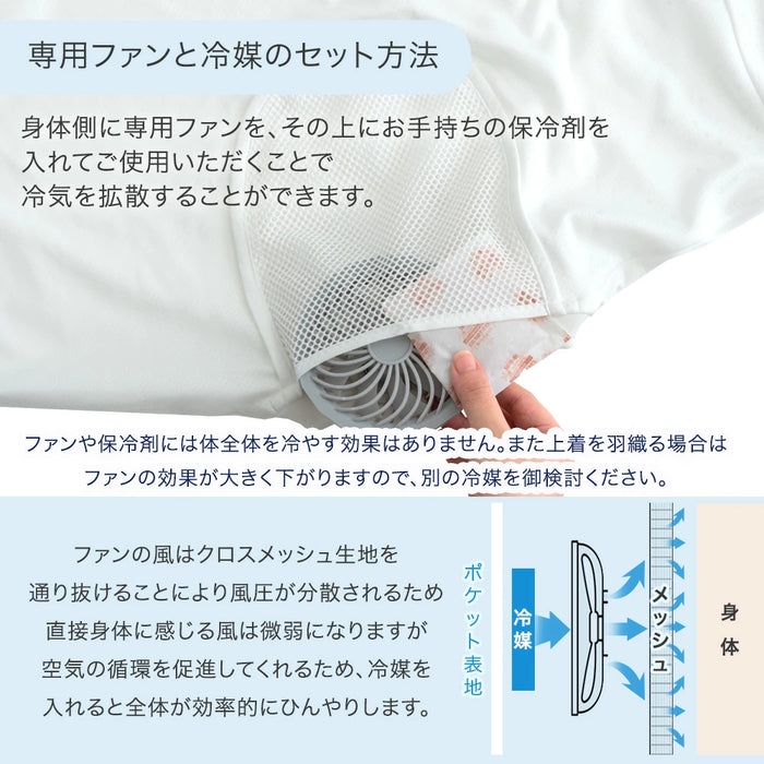 ［専用ファン付］《新開発》背中にポケット さらひやシャツ 吸汗速乾 接触冷感 Vネック 背中ポケット ウェア〔63900092〕
