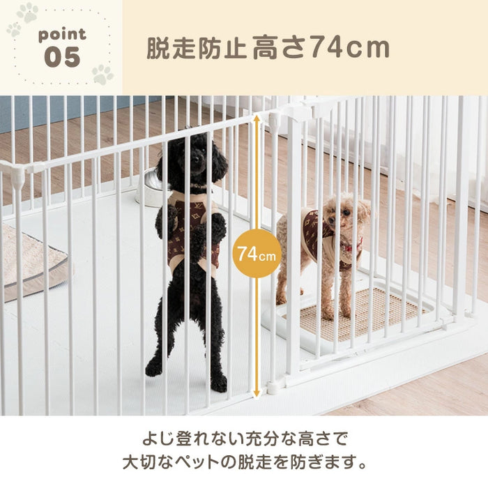 【新発売記念プライス】［6枚］ペットサークル 壁ガード付 木目調 ドア付き 折り畳み 組み換えOK〔64900014〕