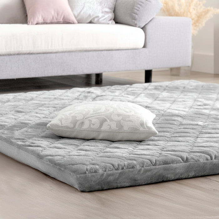 [130×185] 超極厚60mm カバーリングラグ 洗える 高反発 フランネル ホットカーペット対応 抗菌 防臭 防ダニ ウレタン使用 ラグ ラグマット 〔65010005〕