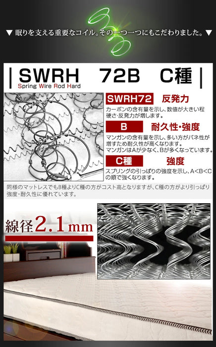 [セミダブル］ボンネルコイルマットレス 通気性抜群 3Dメッシュ〔65090109〕