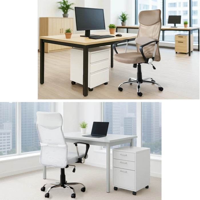 オフィスチェア 腰楽ランバーサポート付 アームレスト固定式 床傷防止 PUキャスター ハイバック メッシュ 肘付き チェア *G-AIR*〔65090108〕