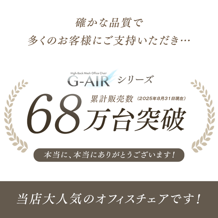 オフィスチェア 腰楽ランバーサポート付 アームレスト固定式 床傷防止 PUキャスター ハイバック メッシュ 肘付き チェア *G-AIR*〔65090108〕