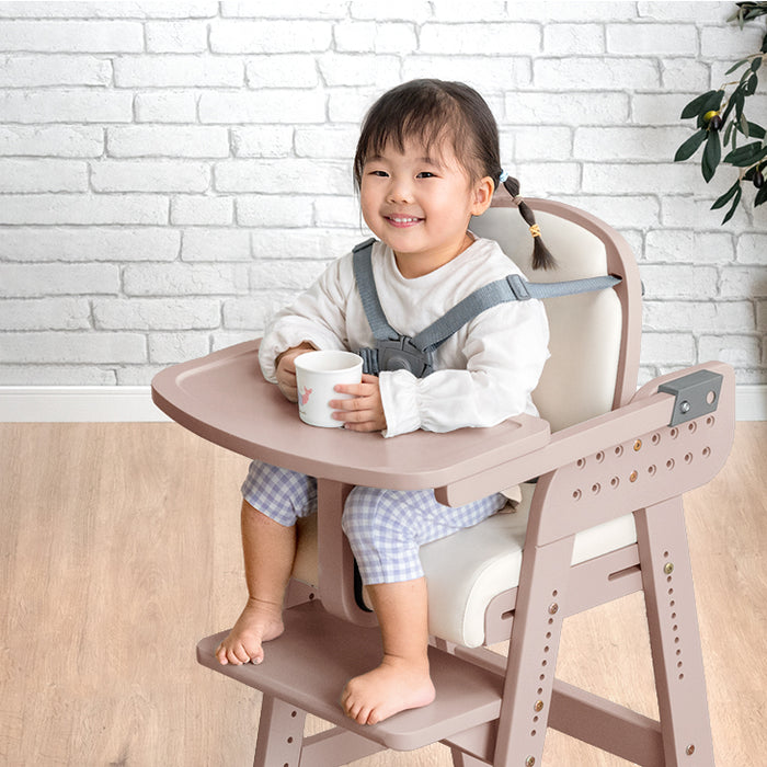 着脱式テーブル ベビーチェア 天然木 高さ調整 5点ベルト 立ち上がり防止 足置き付 子供椅子〔65100003a〕
