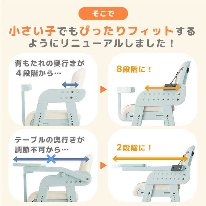 着脱式テーブル ベビーチェア 天然木 高さ調整 5点ベルト 立ち上がり防止 足置き付 子供椅子〔65100003a〕