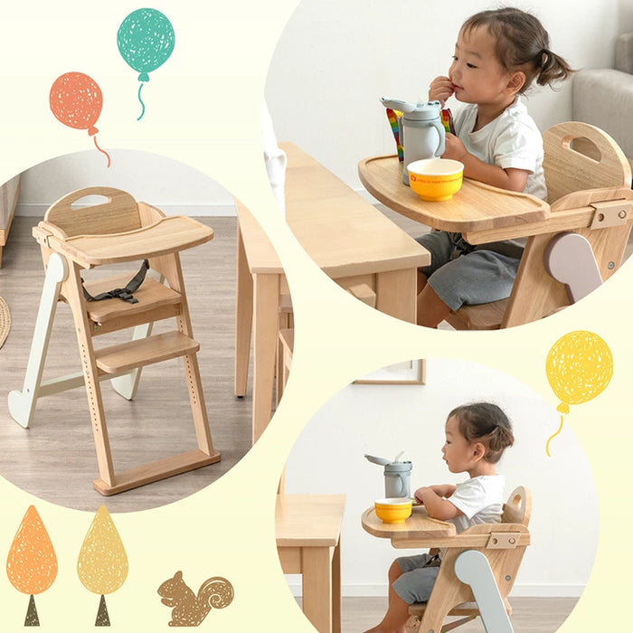 現役ママが考えた ベビーチェア テーブル付き 折りたたみ 天然木 高さ調整 足置き〔65200030〕