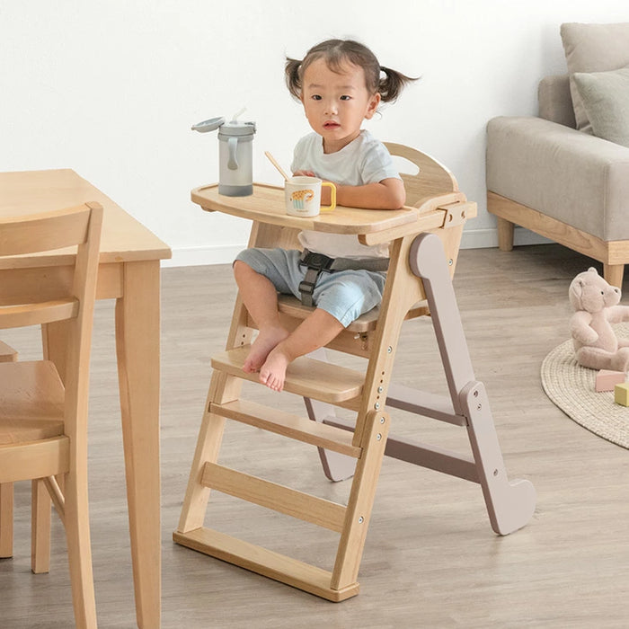 現役ママが考えた 2WAYハイ＆ロー ベビーチェア テーブル付き 折りたたみ 天然木 高さ調整 足置き 〔65200031〕