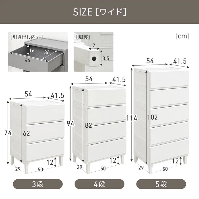 【新発売記念プライス】［幅114cm・5段］チェスト ほこりが入りにくい プラスチック 衣装ケース 軽量 脚付き 引き出し シンプル〔65200034〕