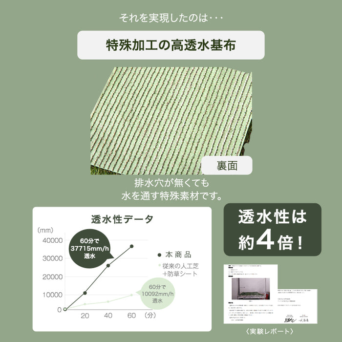 超ふかふか！ 芝丈50mm 防草人工芝 1m×10m 高密度44万本/m2 u字ピン24本 高耐久 防草機能付き〔66700036〕