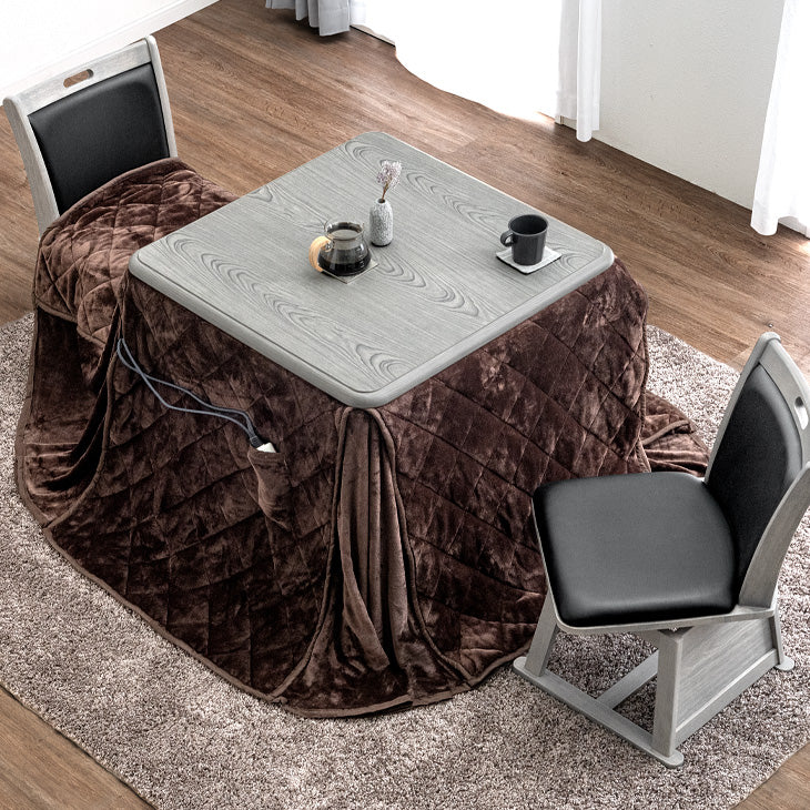 ダイニングこたつ 80×80cm 椅子2脚セット 暖かさが逃げないダイニングこたつテーブル・ダイニングチェア