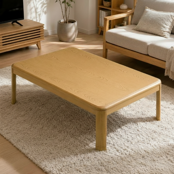 ［120×75cm］傷に強いUV塗装 こたつ テーブル単品 長方形 600W ハロゲンヒーター 手元コントローラー 継ぎ脚 コード収納ボックス〔68140094〕