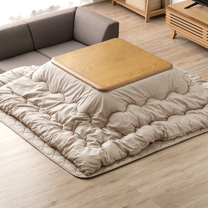 ［3点セット］[ピーチスキン] 速暖2秒！600Wハロゲンヒーター こたつ 80×80 掛敷布団 正方形 木製 炬燵 継脚 シンプル おしゃれ〔68140096〕