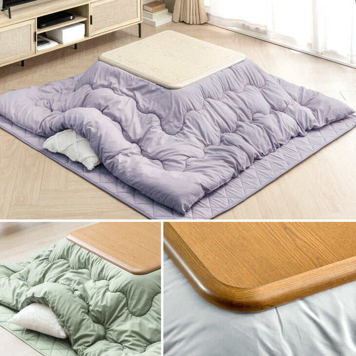 ［3点セット］[ピーチスキン] 速暖2秒！600Wハロゲンヒーター こたつ 80×80 掛敷布団 正方形 木製 炬燵 継脚 シンプル おしゃれ〔68140096〕