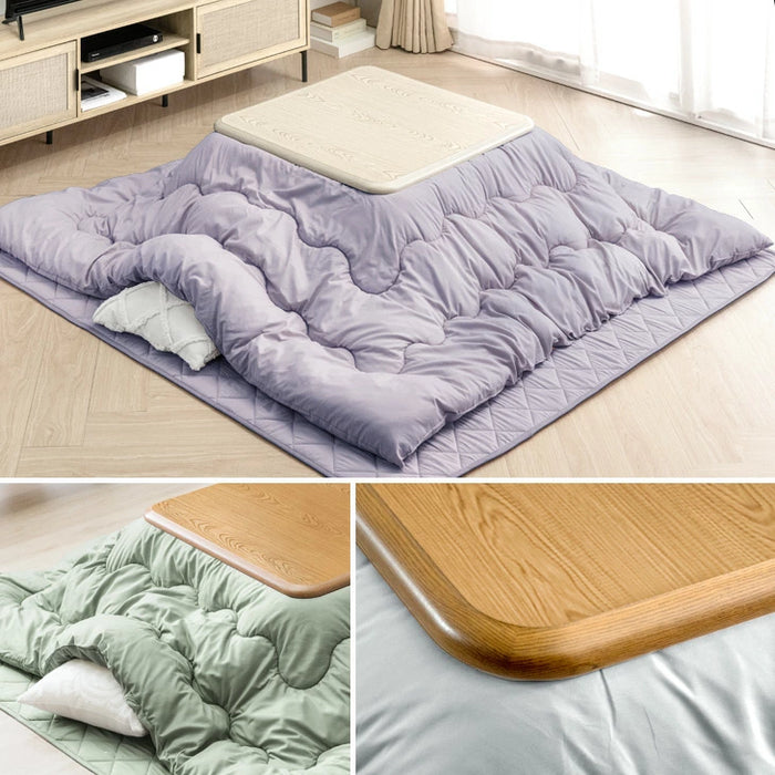 ［3点セット］[ピーチスキン] 速暖2秒！600Wハロゲンヒーター こたつ 80×80 掛敷布団 正方形 木製 炬燵 継脚 シンプル おしゃれ〔68140096〕