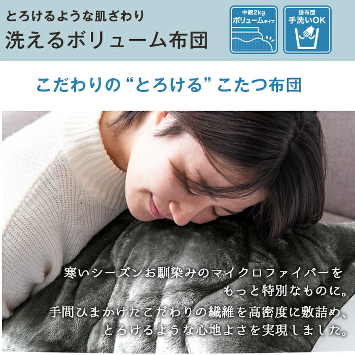 とろける肌触り こたつ布団 掛敷セット 円形 丸型 洗える抗菌 防臭〔61140724〕
