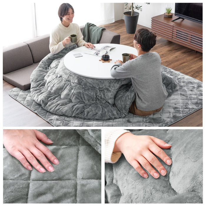 とろける肌触り こたつ布団 掛敷セット 円形 丸型 洗える抗菌 防臭〔61140724〕