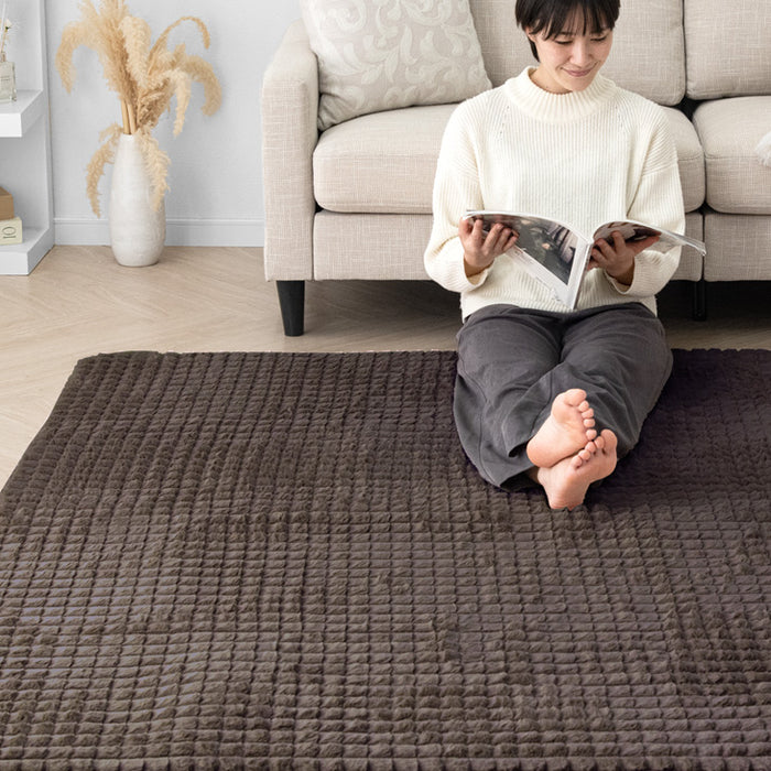 【クリアランス】［130×185］新素材“エアロゲルα” ふわもこ ラグ 丸洗い 椿オイル加工 滑り止め付 抗菌 防臭 おしゃれ かわいい mocoair〔80100117〕