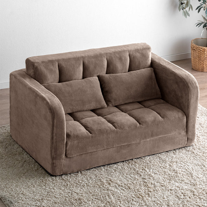 3WAY ソファベッド 2人掛け 肘付き コンパクト 折りたたみ フロアソファ ローソファ〔15210071〕