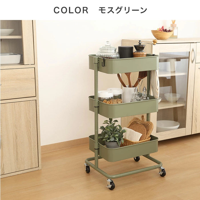 高さ調節OK マルチワゴン 3段 キャスター付き 収納ボックス バスケット ランドリー 子供部屋 ベビー用品 おもちゃ箱 キッズ〔70600000〕