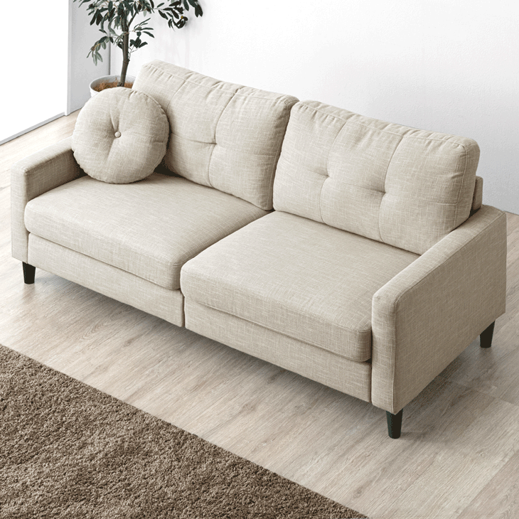 ラタン風ソファセット ベージュクッション付き 引取り限定