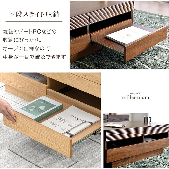 ［幅105］ センターテーブル 完成品 天然木 アッシュ 収納付き テーブル ローテーブル リビングテーブル 【超大型商品】〔71020061〕