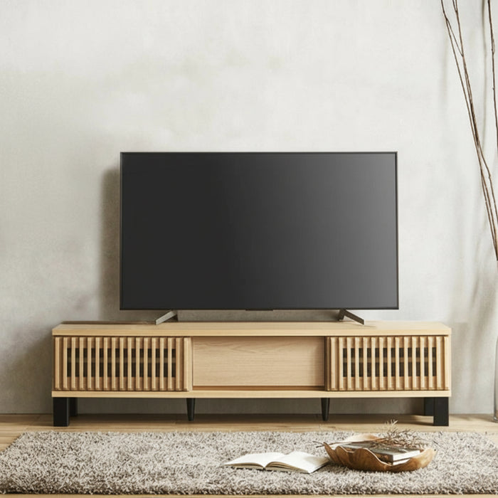 ［幅150cm］テレビ台 天然木 完成品 ローボード 北欧 モダン 脚付き【超大型商品】〔71050005〕